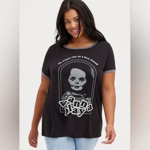 NWT Torrid 1 Ringer Top - Triblend Universal Chucky Wanna Play